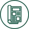 Icon of an open magazine or layout with images and text blocks, representing editorial design or content structure.