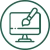 Computer monitor with a paintbrush, representing design, creativity, or digital art.